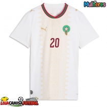 Camisa de Futebol Marrocos Ayoub El Kaabi #20 Equipamento Secundário Mulheres Mundo 2026 Manga Curta